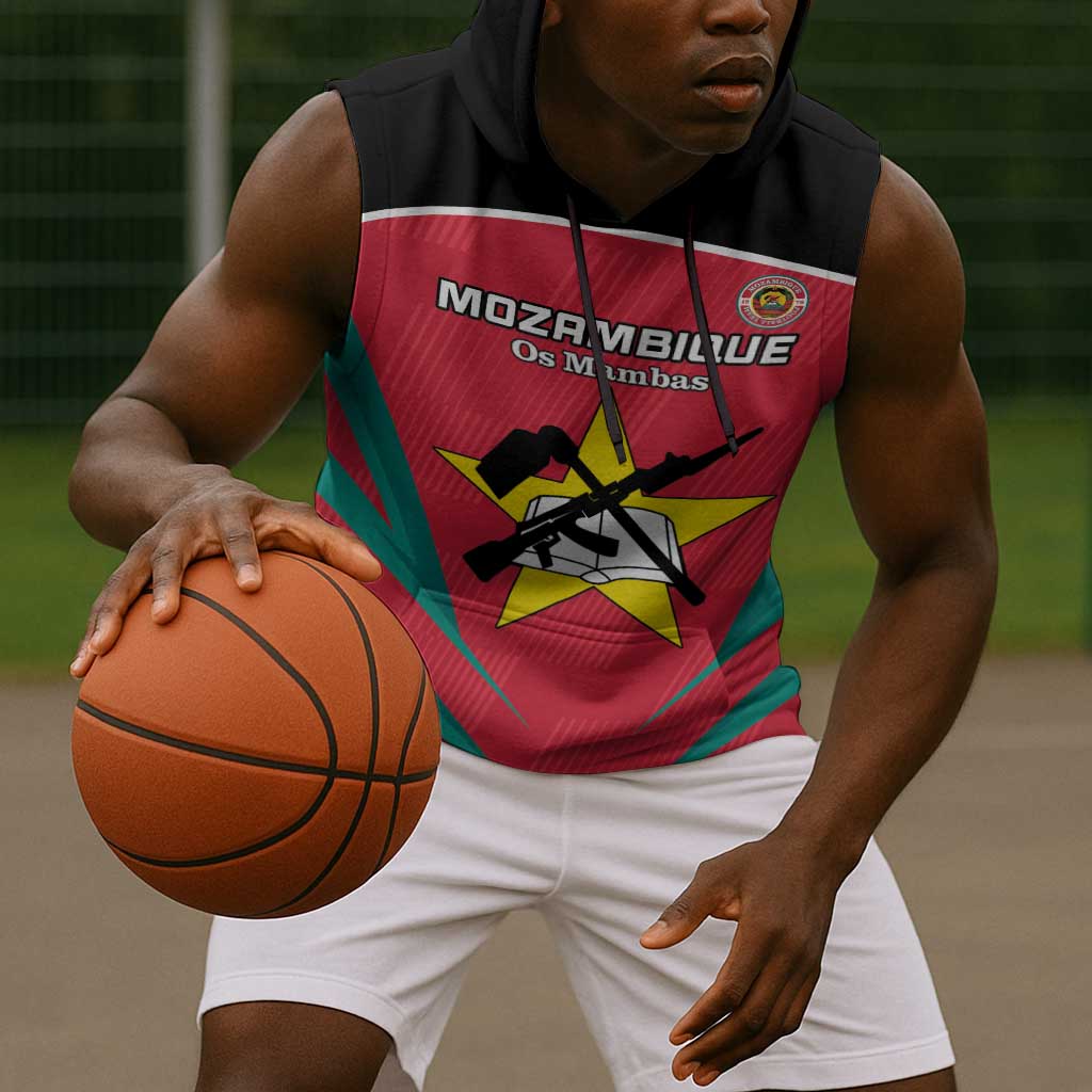 Afro Mozambique Football Custom Sleeveless Hoodie Go Os Mambas - African Pride