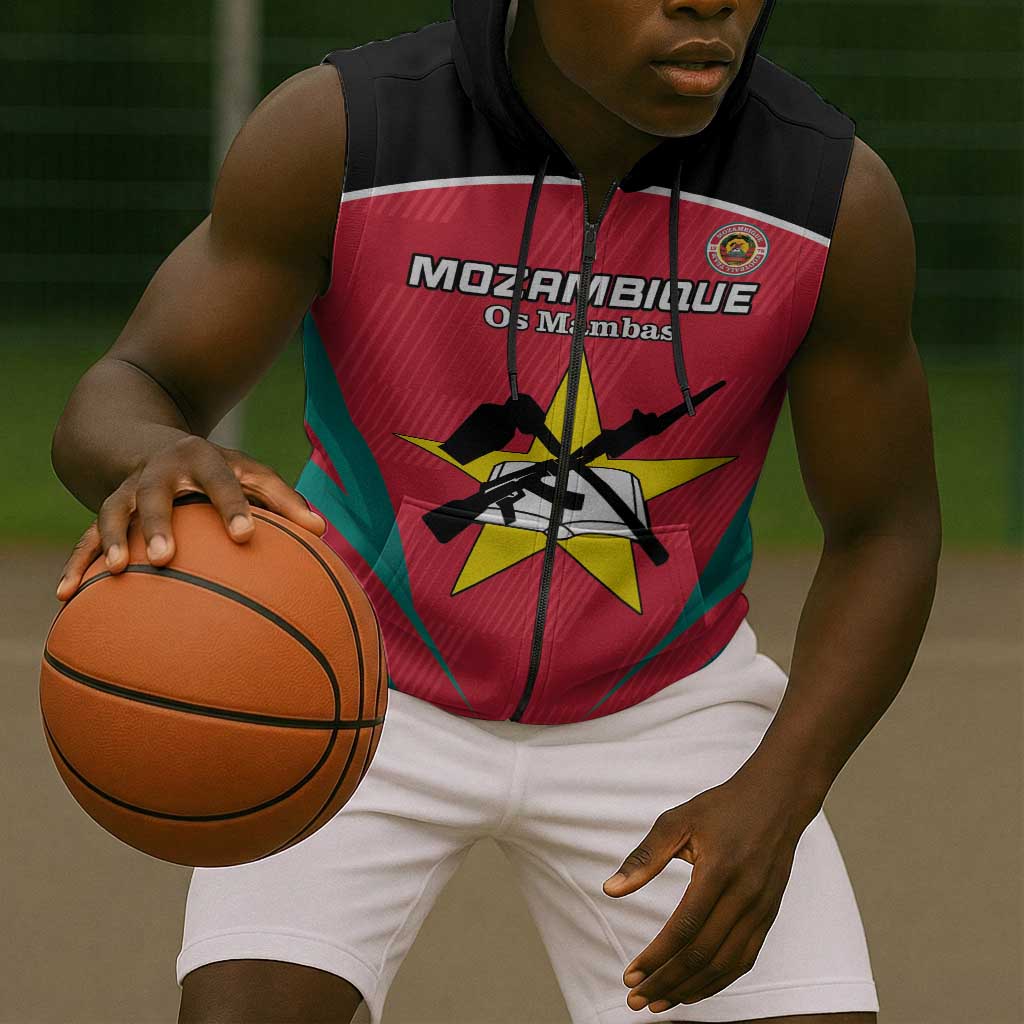 Afro Mozambique Football Custom Sleeveless Zip Hoodie Go Os Mambas - African Pride