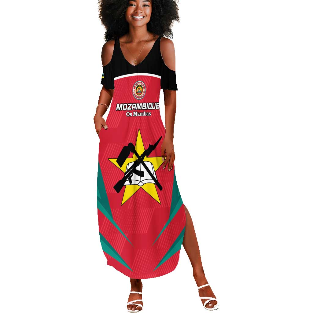 Afro Mozambique Football Custom Summer Maxi Dress Go Os Mambas