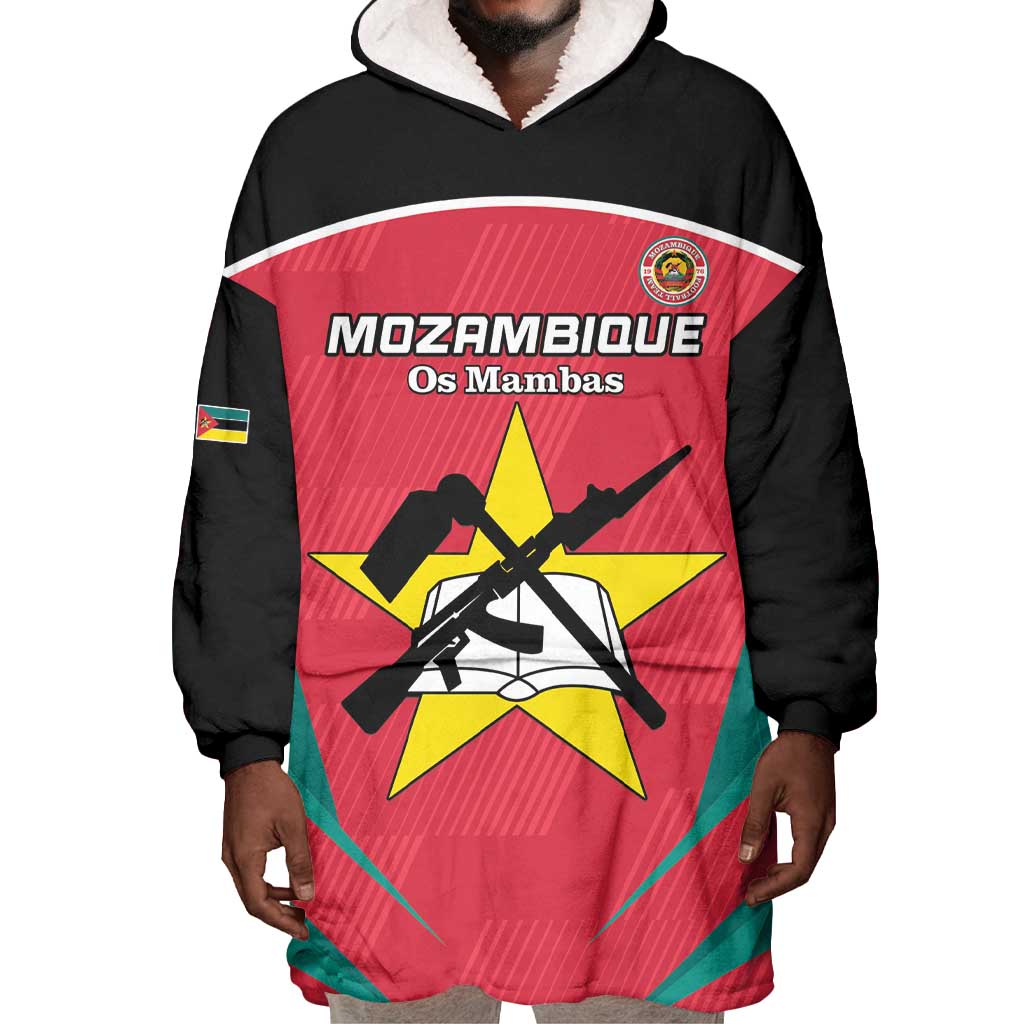 Afro Mozambique Football Custom Wearable Blanket Hoodie Go Os Mambas