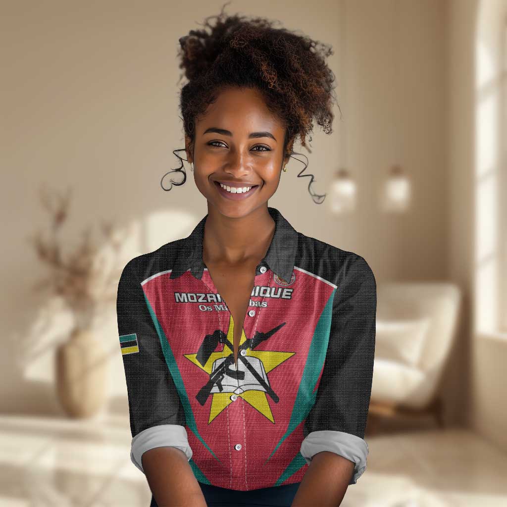 Afro Mozambique Football Custom Women Casual Shirt Go Os Mambas