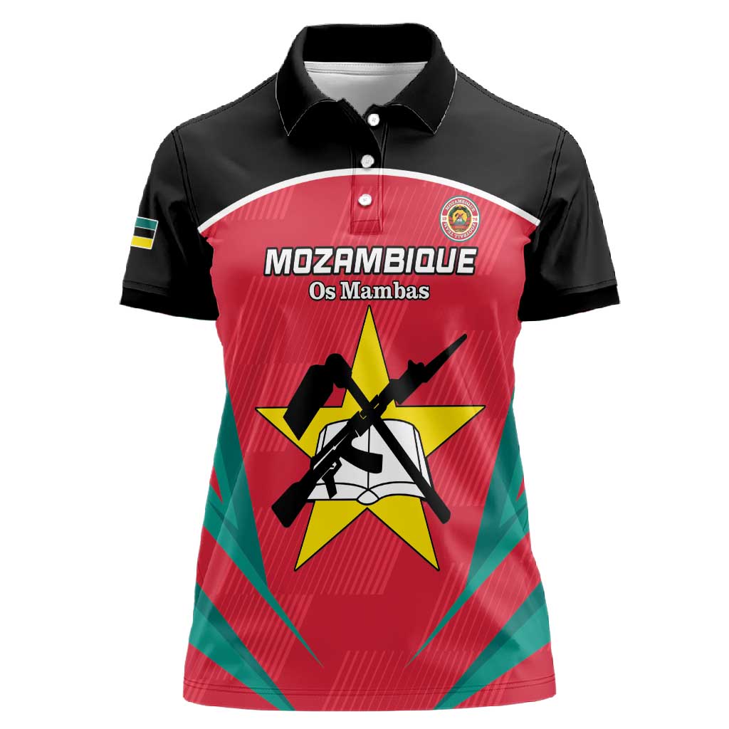 Afro Mozambique Football Custom Women Polo Shirt Go Os Mambas