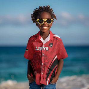 Afro Libya Football Custom Kid Hawaiian Shirt Barbary Lion - Sporty Style