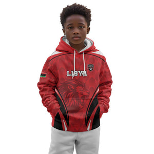 Afro Libya Football Custom Kid Hoodie Barbary Lion - Sporty Style