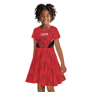 Afro Libya Football Custom Kid Short Sleeve Dress Barbary Lion - Sporty Style