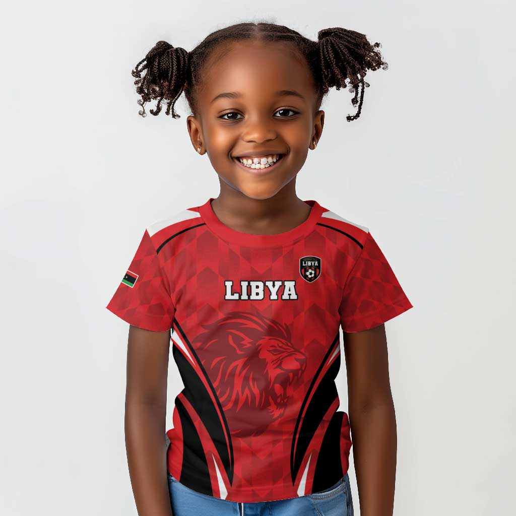 Afro Libya Football Custom Kid T shirt Barbary Lion - Sporty Style