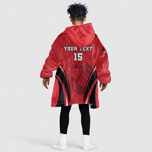 Afro Libya Football Custom Kid Wearable Blanket Hoodie Barbary Lion - Sporty Style