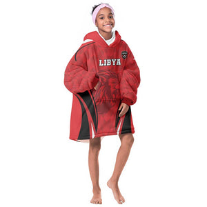 Afro Libya Football Custom Kid Wearable Blanket Hoodie Barbary Lion - Sporty Style