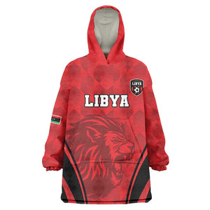 Afro Libya Football Custom Kid Wearable Blanket Hoodie Barbary Lion - Sporty Style