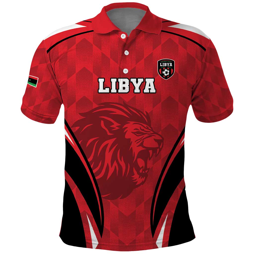 Afro Libya Football Custom Polo Shirt Barbary Lion - Sporty Style