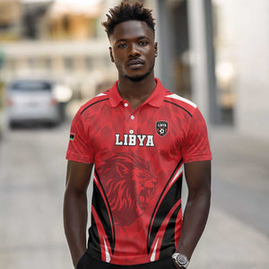 Afro Libya Football Custom Polo Shirt Barbary Lion - Sporty Style