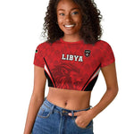 Afro Libya Football Custom Raglan Cropped T shirt Barbary Lion - Sporty Style