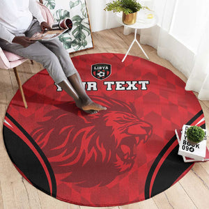 Afro Libya Football Custom Round Carpet Barbary Lion - Sporty Style