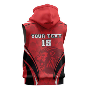 Afro Libya Football Custom Sleeveless Zip Hoodie Barbary Lion - Sporty Style - African Pride