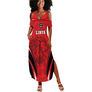 Afro Libya Football Custom Summer Maxi Dress Barbary Lion - Sporty Style