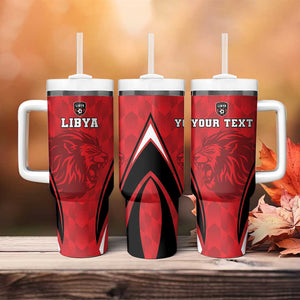 Afro Libya Football Custom Tumbler With Handle Barbary Lion - Sporty Style