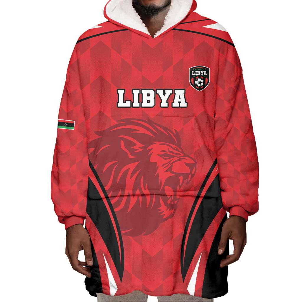 Afro Libya Football Custom Wearable Blanket Hoodie Barbary Lion - Sporty Style