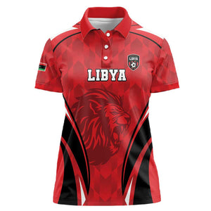 Afro Libya Football Custom Women Polo Shirt Barbary Lion - Sporty Style