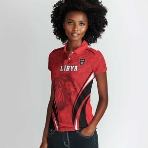 Afro Libya Football Custom Women Polo Shirt Barbary Lion - Sporty Style