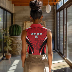 Afro Libya Football Custom Women Sleeveless Polo Shirt Barbary Lion - Sporty Style