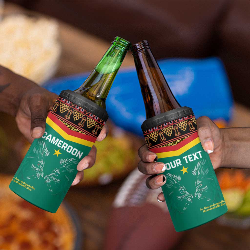 Custom Cameroun Football 4 in 1 Can Cooler Tumbler Allez Les Lions Indomptables