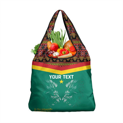 Custom Cameroun Football Grocery Bag Allez Les Lions Indomptables