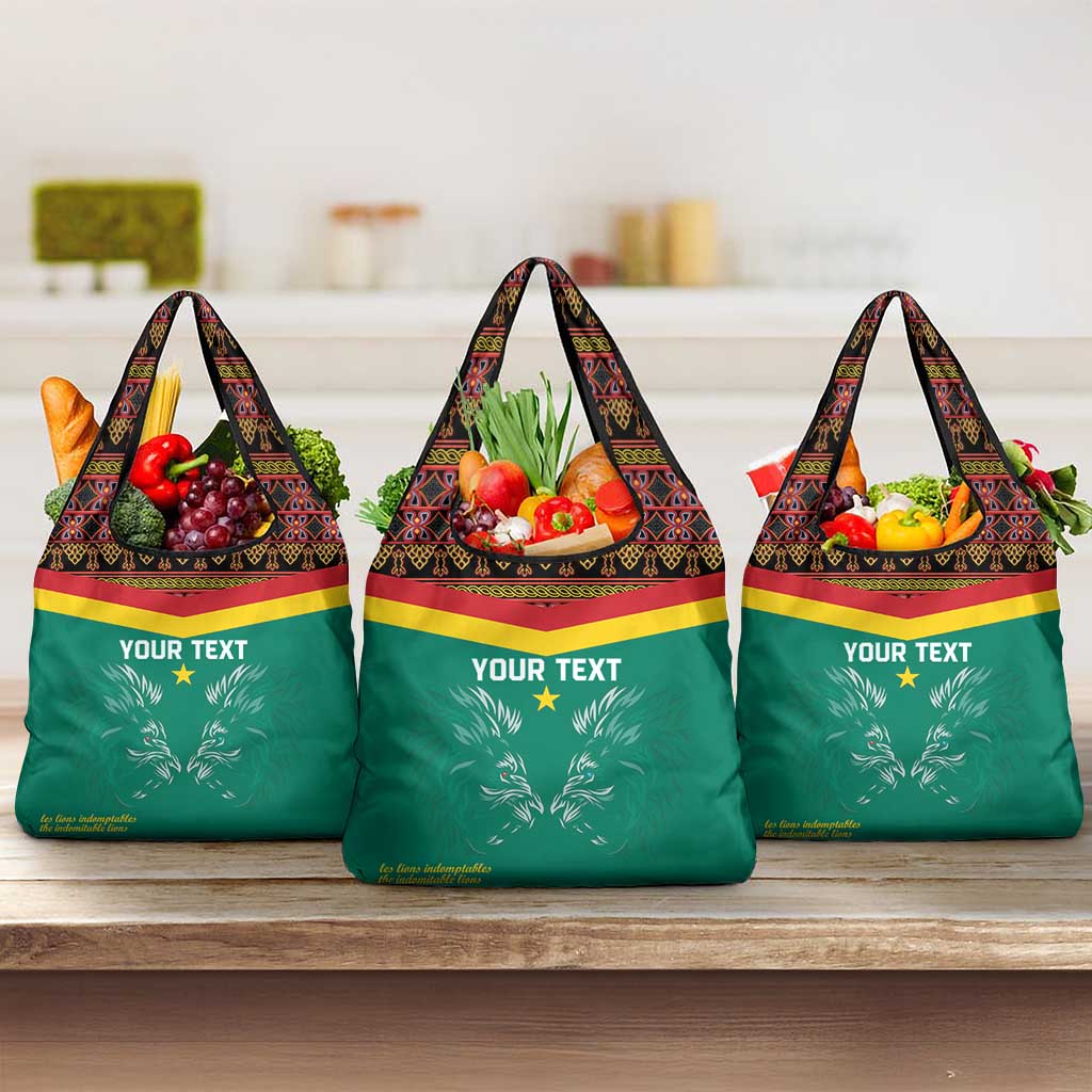 Custom Cameroun Football Grocery Bag Allez Les Lions Indomptables
