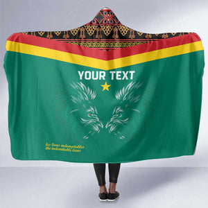 Custom Cameroun Football Hooded Blanket Allez Les Lions Indomptables