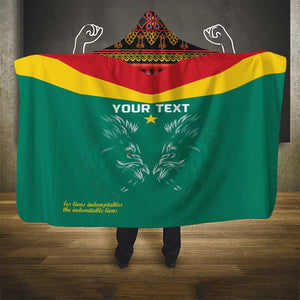 Custom Cameroun Football Hooded Blanket Allez Les Lions Indomptables