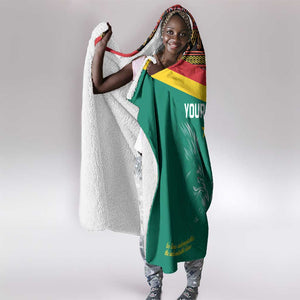 Custom Cameroun Football Hooded Blanket Allez Les Lions Indomptables