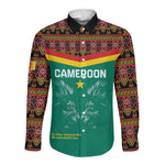 Custom Cameroun Football Long Sleeve Button Shirt Allez Les Lions Indomptables