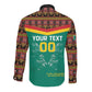 Custom Cameroun Football Long Sleeve Button Shirt Allez Les Lions Indomptables