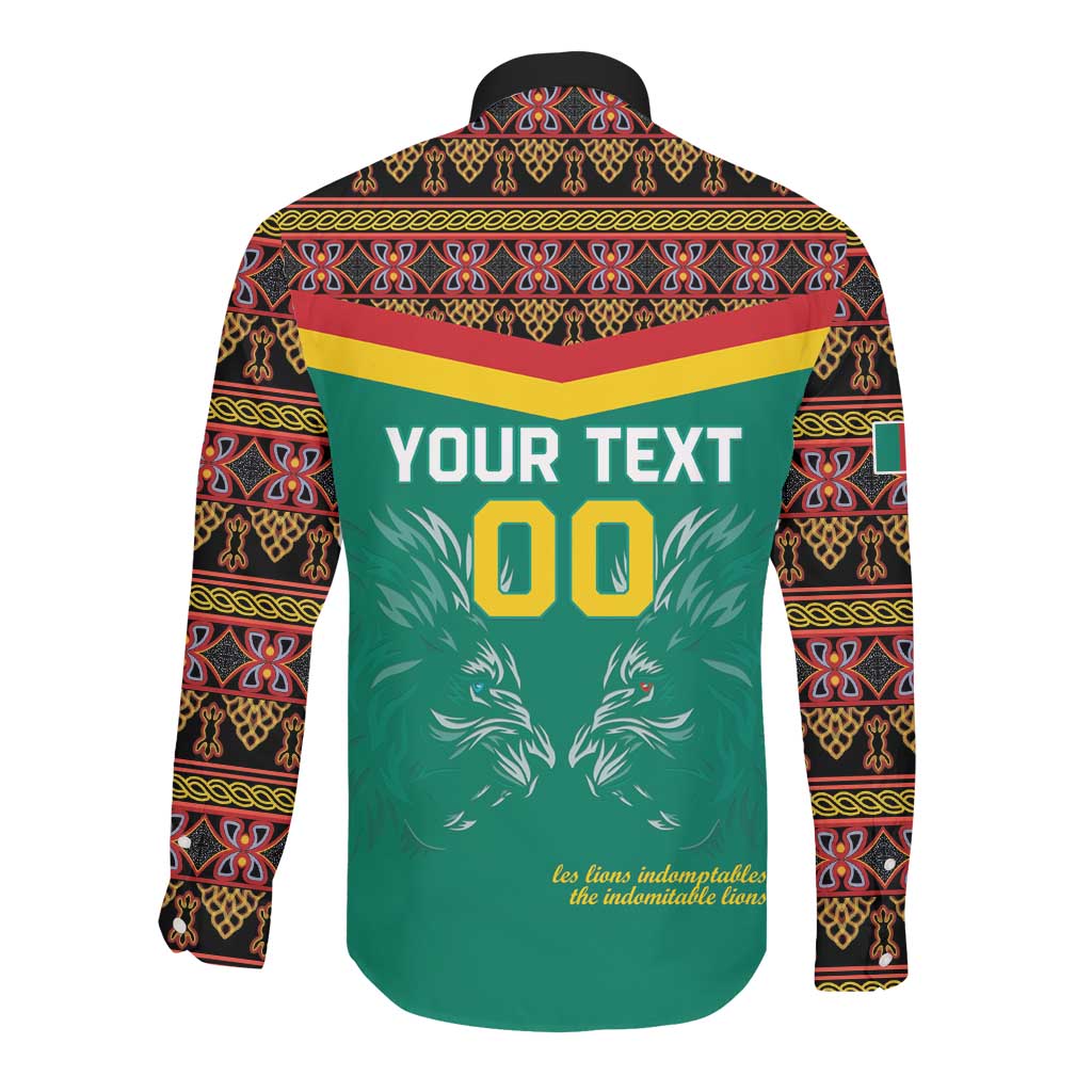 Custom Cameroun Football Long Sleeve Button Shirt Allez Les Lions Indomptables