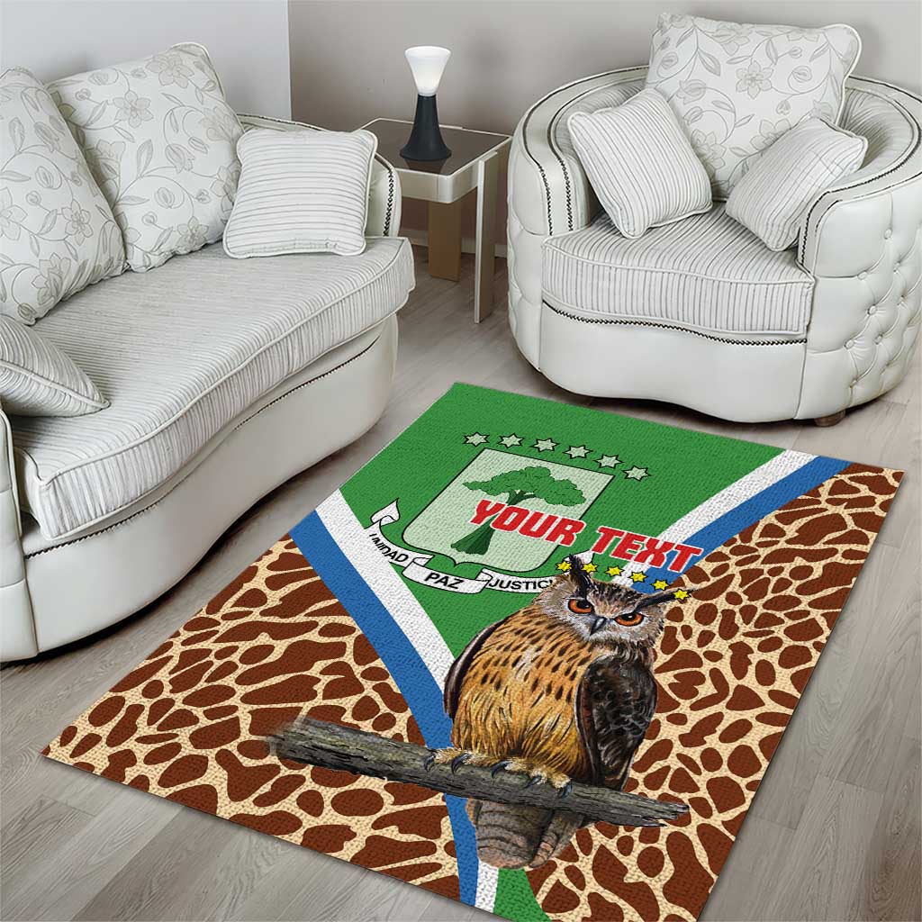 Personalised Equatorial Guinea Area Rug Bubo Poensis With Coat Of Arms