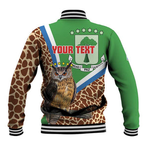 Personalised Equatorial Guinea Baseball Jacket Bubo Poensis With Coat Of Arms