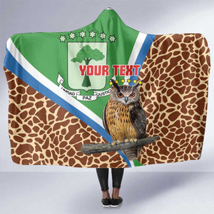 Personalised Equatorial Guinea Hooded Blanket Bubo Poensis With Coat Of Arms