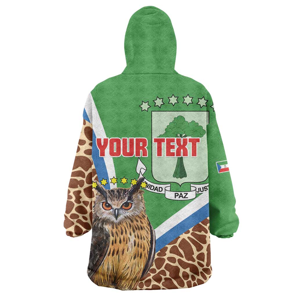 Personalised Equatorial Guinea Kid Wearable Blanket Hoodie Bubo Poensis With Coat Of Arms