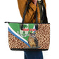 Personalised Equatorial Guinea Leather Tote Bag Bubo Poensis With Coat Of Arms