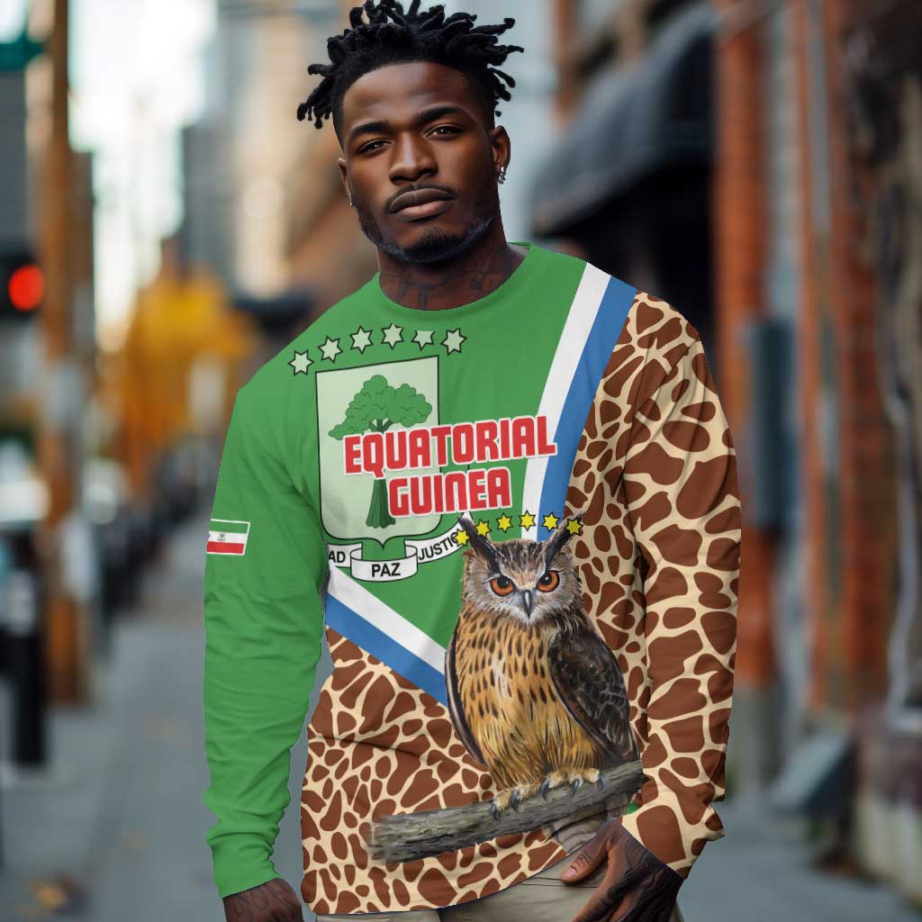 Personalised Equatorial Guinea Long Sleeve Shirt Bubo Poensis With Coat Of Arms