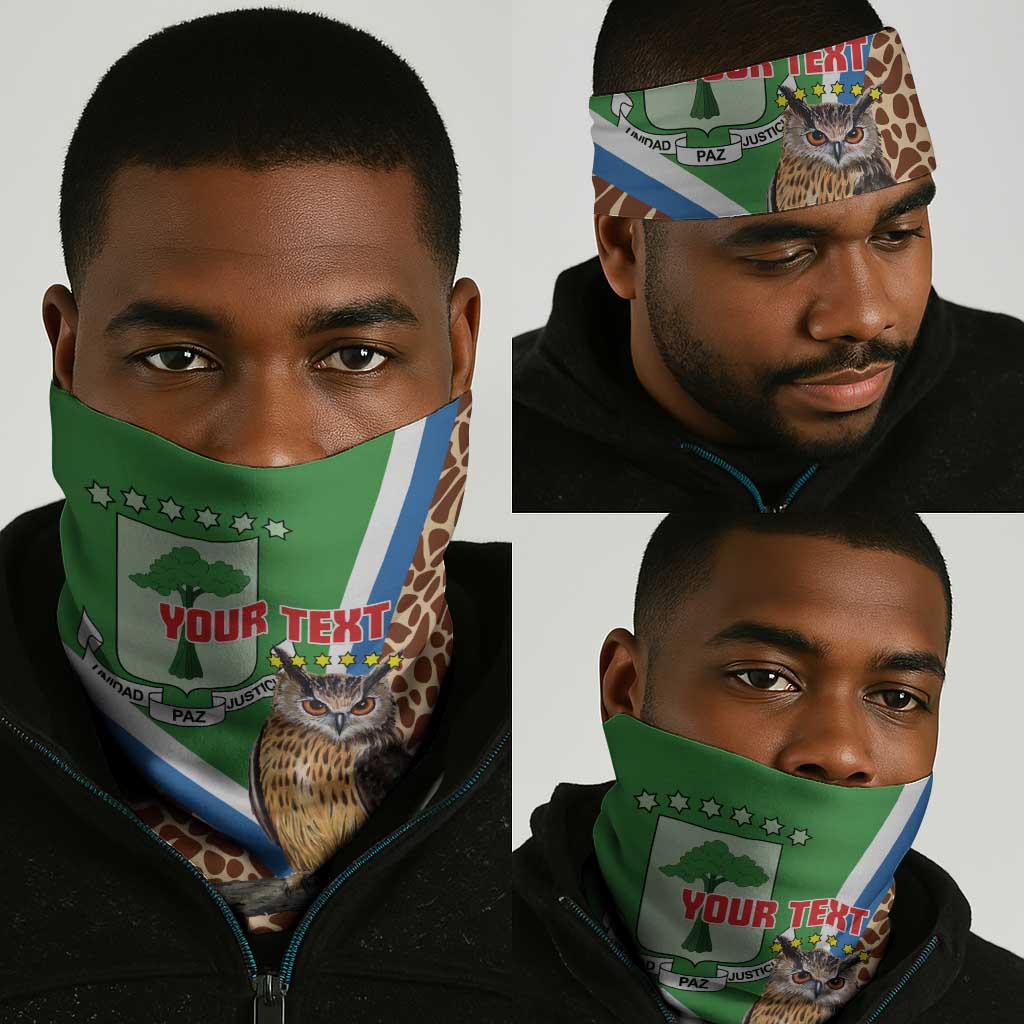Personalised Equatorial Guinea Neck Gaiter Bubo Poensis Coat Of Arms LT15