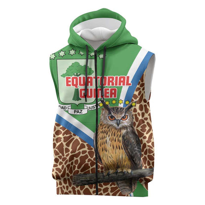 Personalised Equatorial Guinea Sleeveless Zip Hoodie Bubo Poensis With Coat Of Arms - African Pride