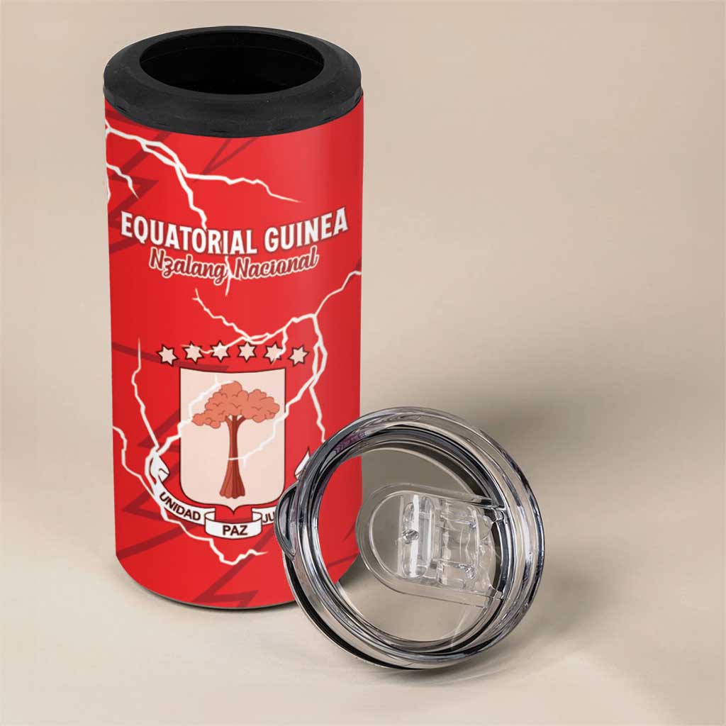 Custom Equatorial Guinea Football 4 in 1 Can Cooler Tumbler Go Champions - Red Version