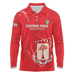 Custom Equatorial Guinea Football Long Sleeve Polo Shirt Go Champions - Red Version