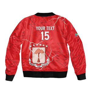 Custom Equatorial Guinea Football Sleeve Zip Bomber Jacket Go Champions - Red Version