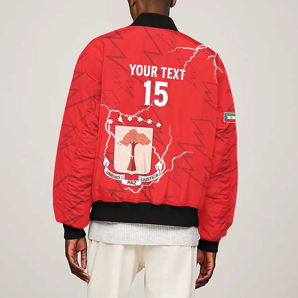Custom Equatorial Guinea Football Sleeve Zip Bomber Jacket Go Champions - Red Version