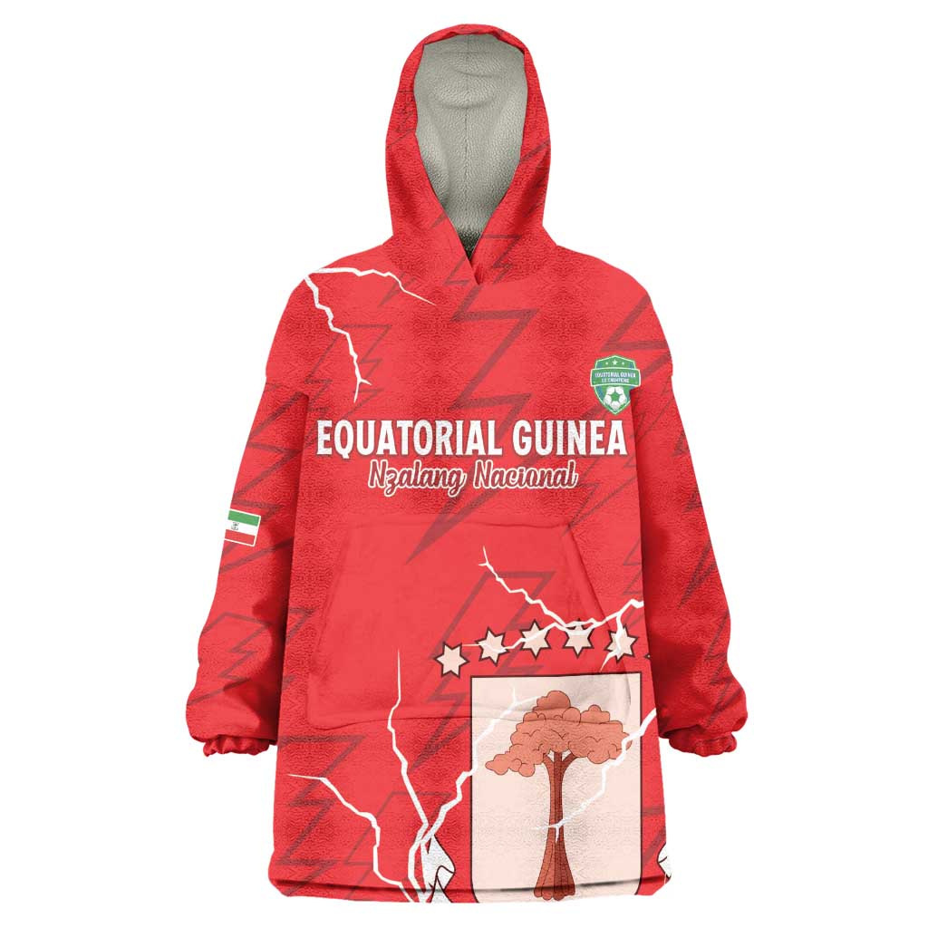 Custom Equatorial Guinea Football Wearable Blanket Hoodie Go Champions - Red Version