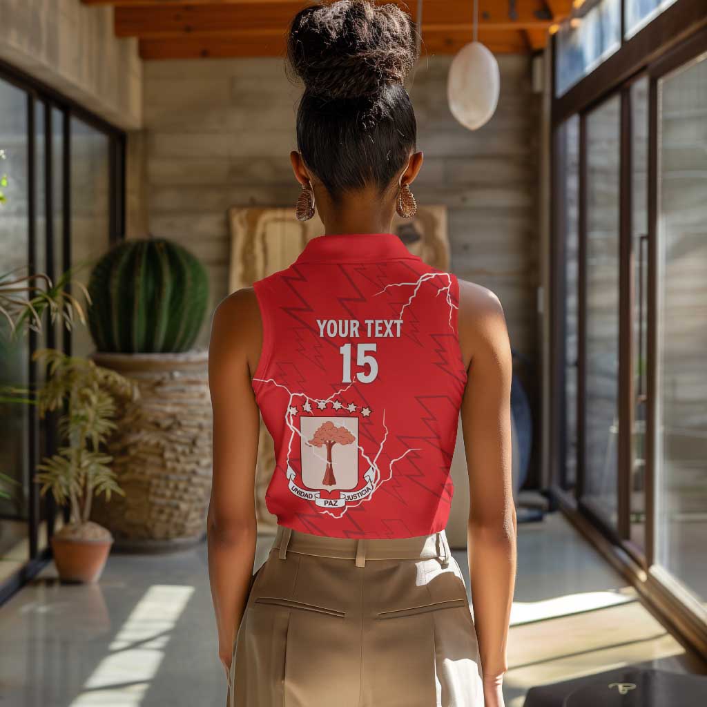 Custom Equatorial Guinea Football Women Sleeveless Polo Shirt Go Champions - Red Version