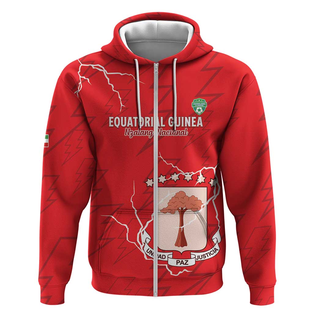 Custom Equatorial Guinea Football Zip Hoodie Go Champions - Red Version