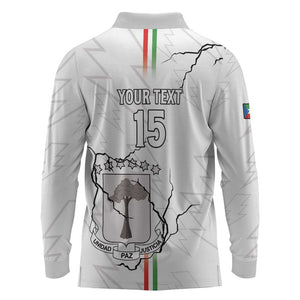 Custom Equatorial Guinea Football Long Sleeve Polo Shirt Go Champions - White Version