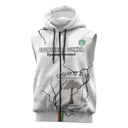 Custom Equatorial Guinea Football Sleeveless Zip Hoodie Go Champions - White Version - African Pride